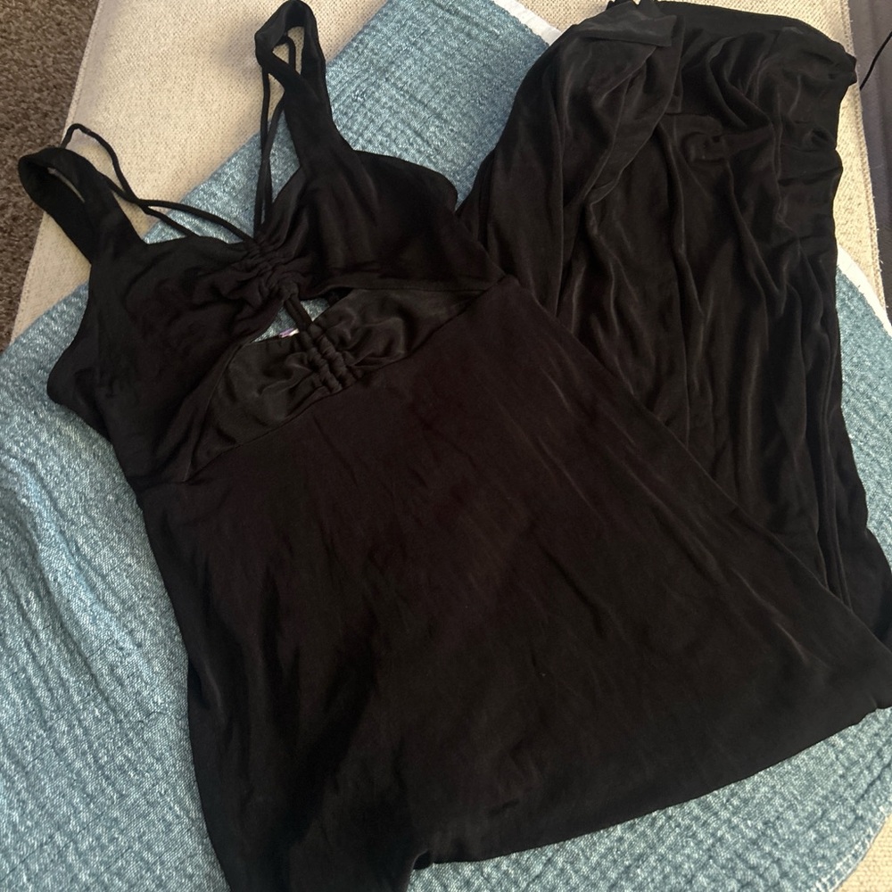 Free People Black Cutout strappy maxi
